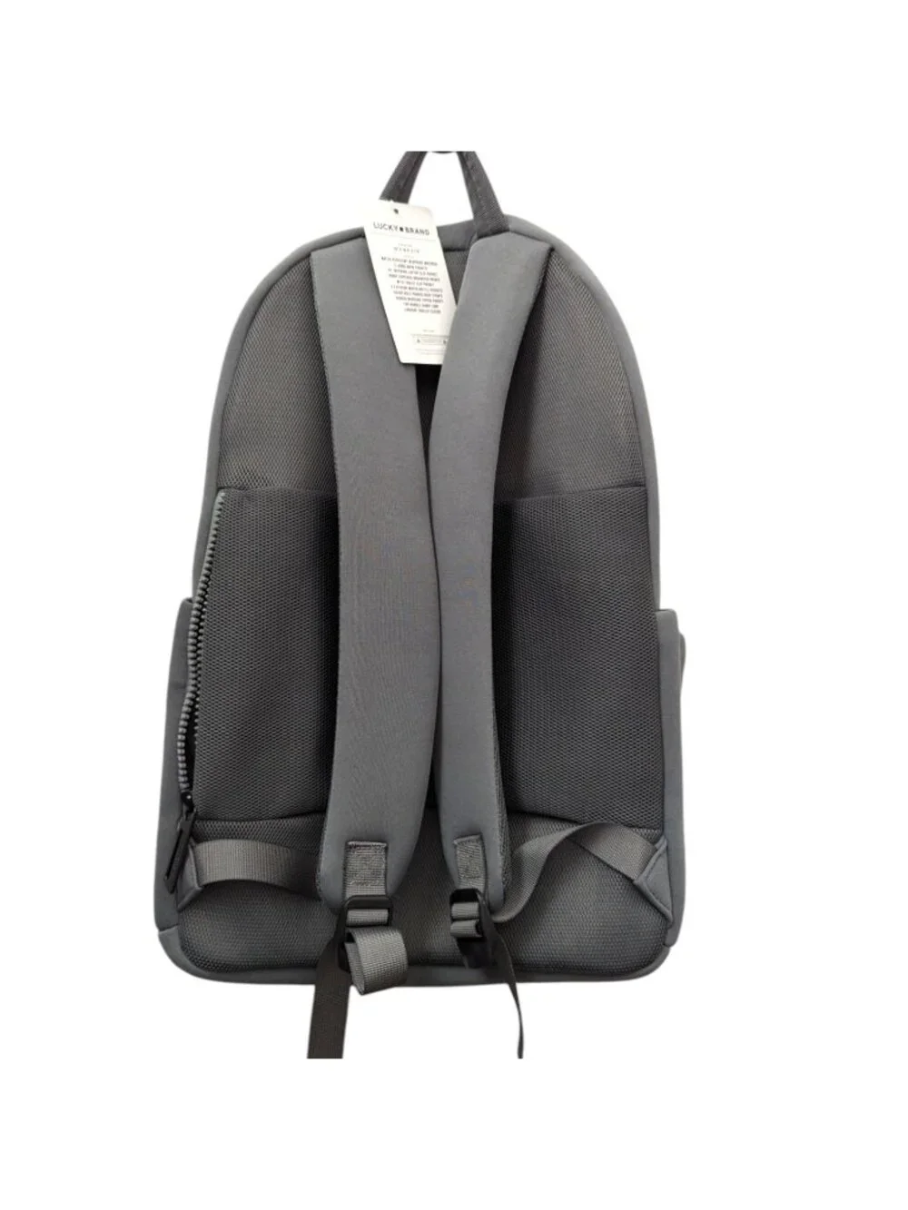 Large Lucky Brand Gray Grey Neoprene Laptop Backpack Travel Bag